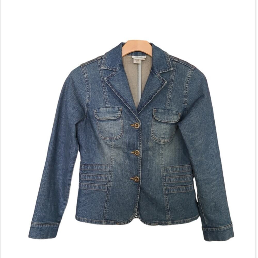 Coldwater Creek Denim Jacket S Blue Wash Boho Western Spring Festival Indie EUC